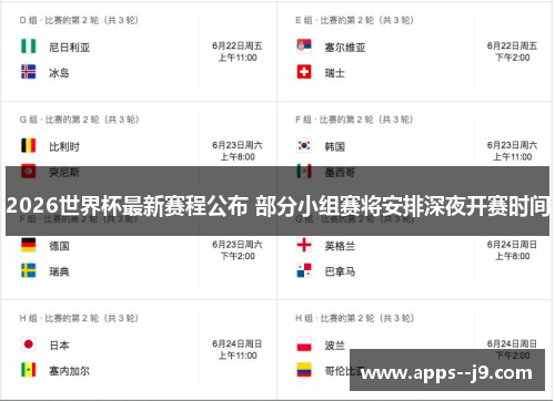 2026世界杯最新赛程公布 部分小组赛将安排深夜开赛时间 2026世界杯最新赛程公布 部分小组赛将安排深夜开赛时间